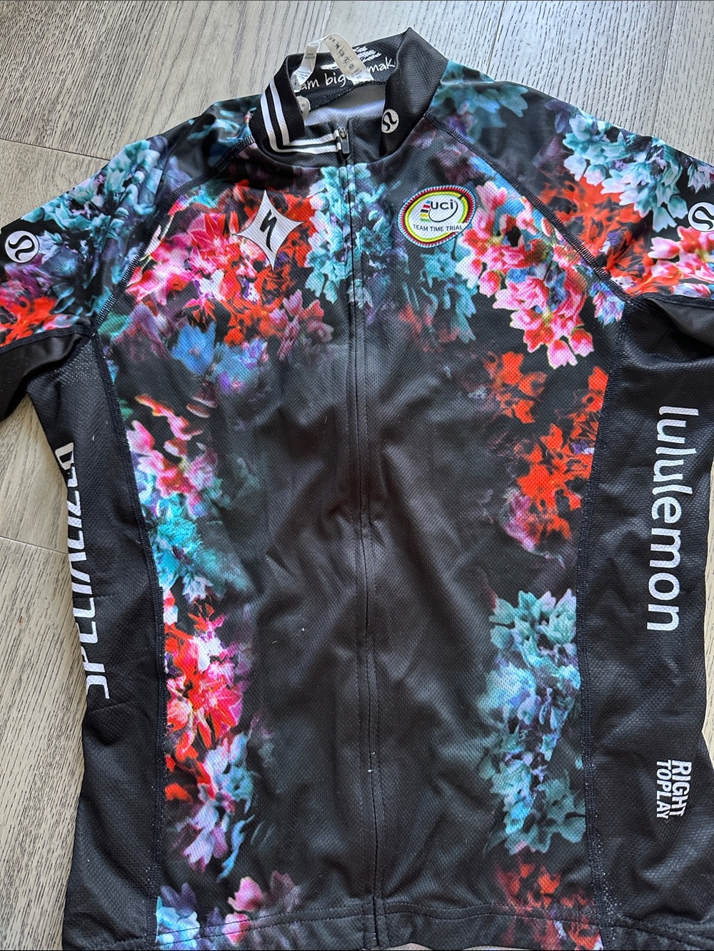 lululemon athletica Black Floral Cycling Jersey